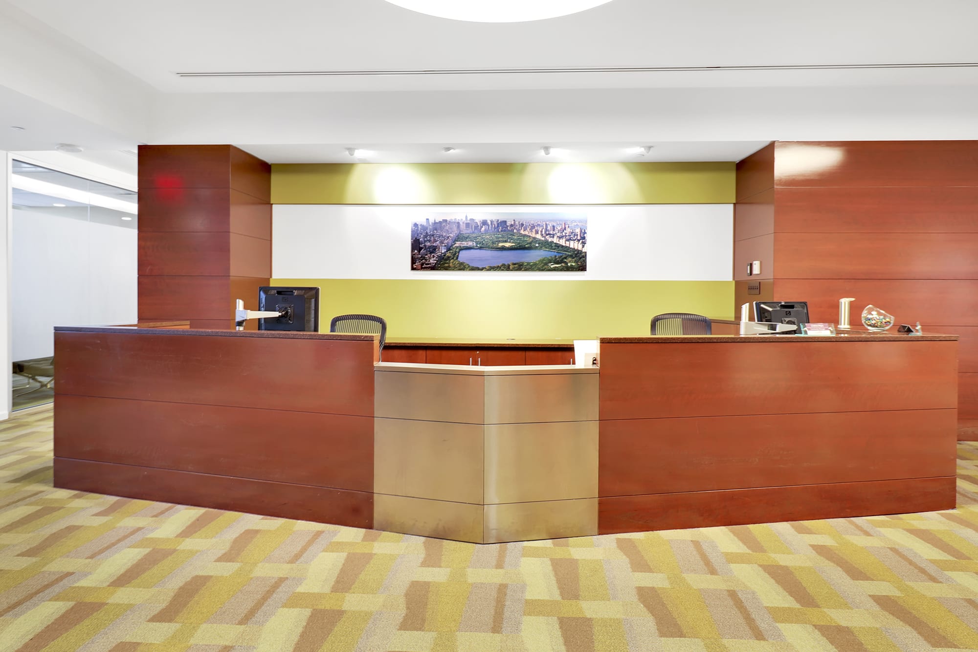 Modern lobby area at Central Park Carr Workplaces location