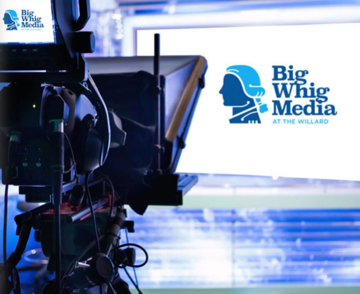 Professional tv camera recording Big Whig Media at the Willard