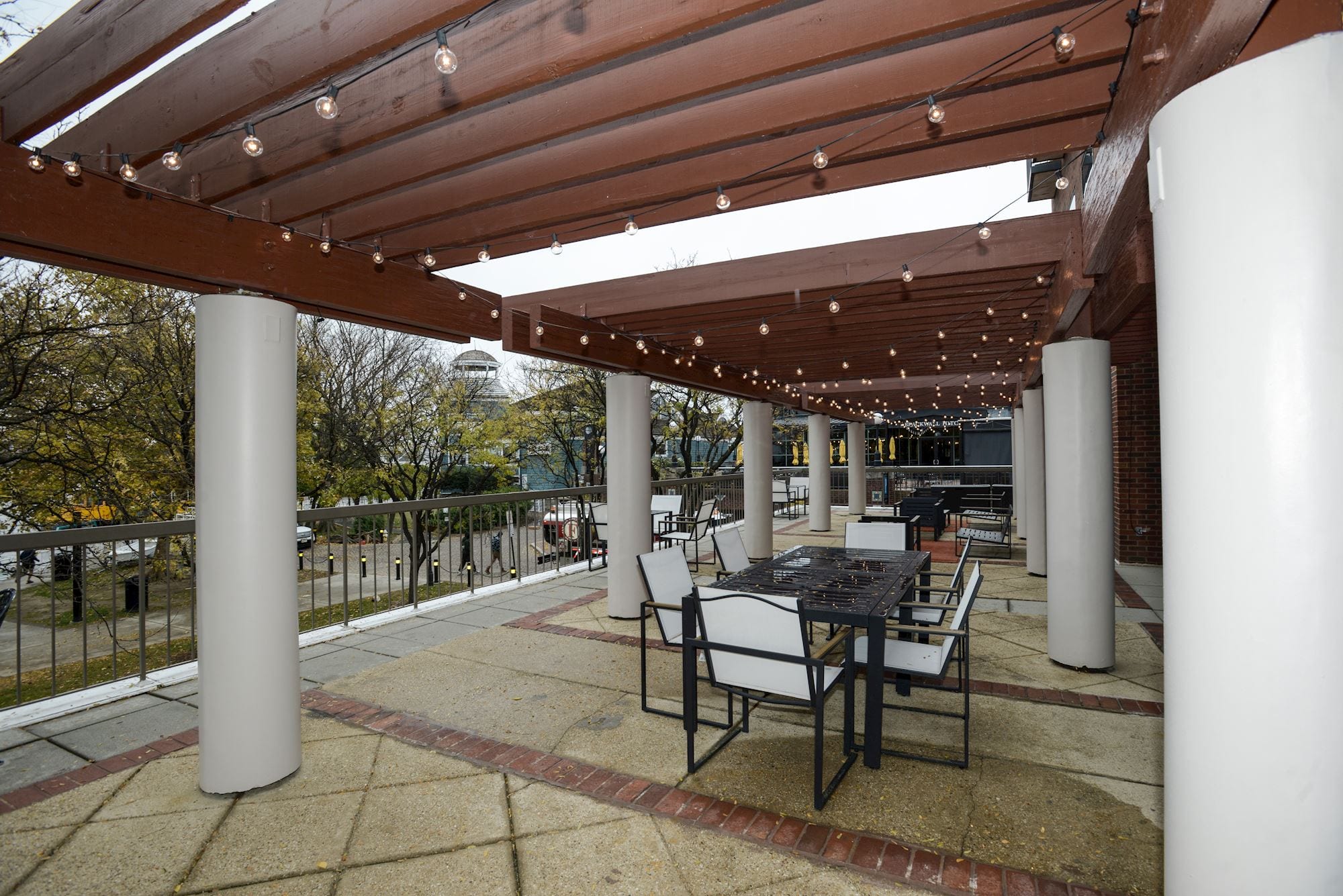 Patio at Carr Workplaces co-working space in Old Town with view of gorgeous Alexandria, Virginia.